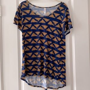 NWOT, Lularoe Aztec Classic T, Medium, Blue and Gold